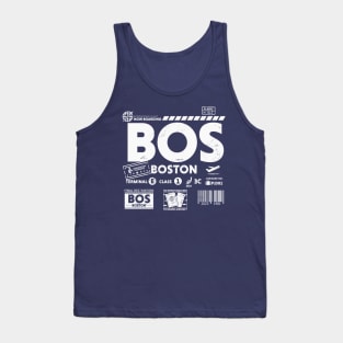 Vintage Boston BOS Airport Code Travel Day Retro Travel Tag Green Tank Top